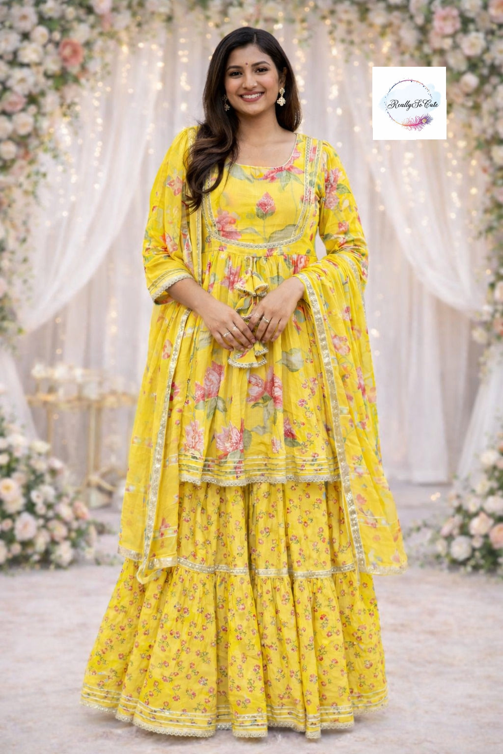 Yellow pichwai sharara set,