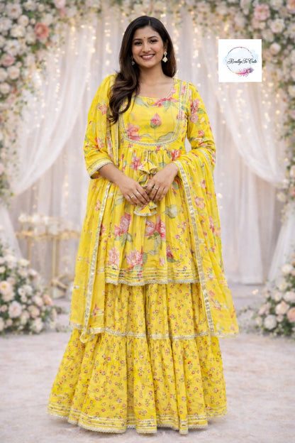 Yellow pichwai sharara set,