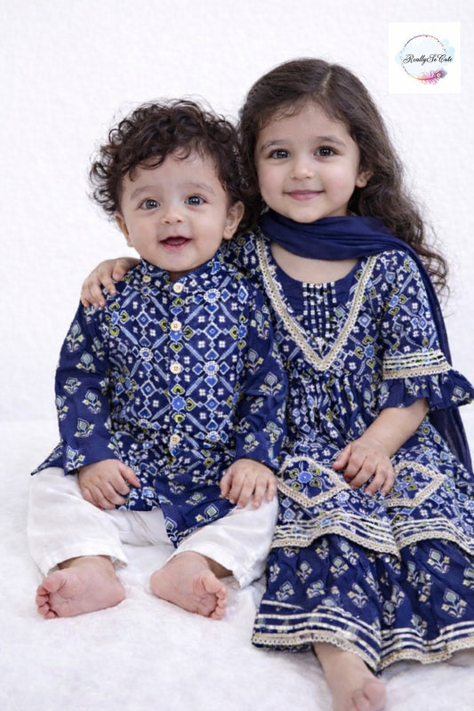 Blue patola kurti sharara set, girl kurti sharara set
