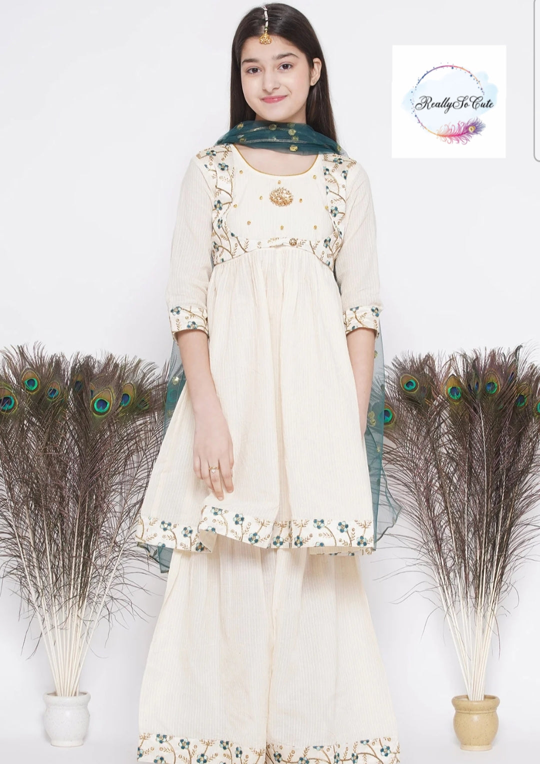 Girls 3 piece sharara Kurti set