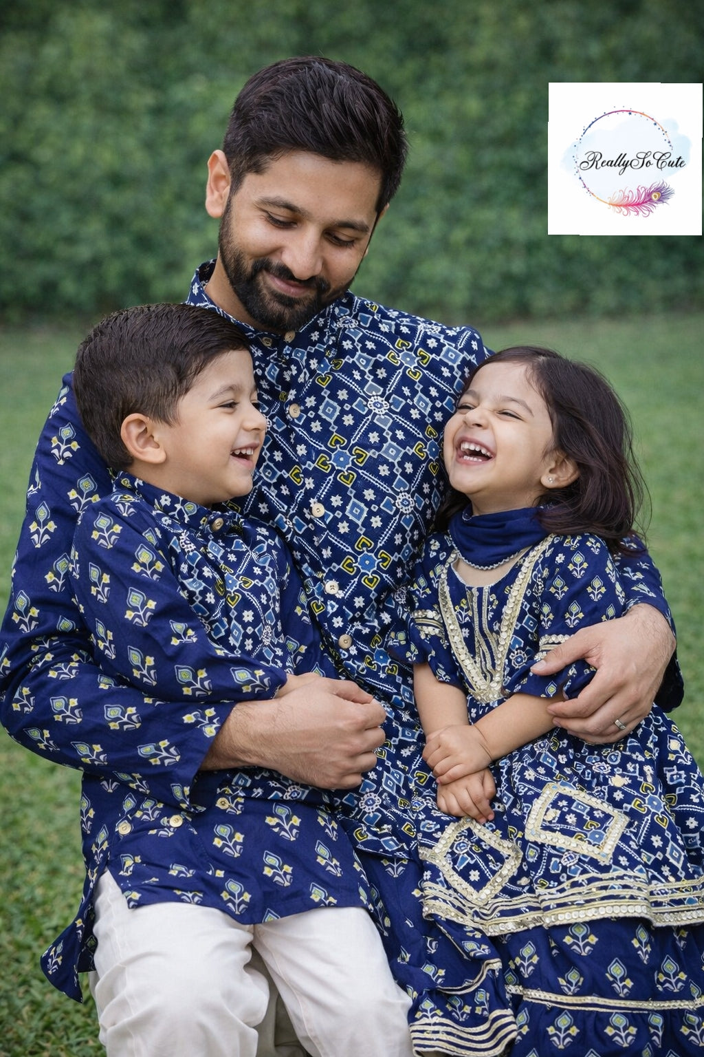 Blue patola jacket kurta pajama set, boy kurta pajama