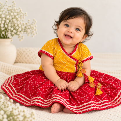 Baby Girl Bandhani Lehenga Set | Pure Cotton | 0-12 Months